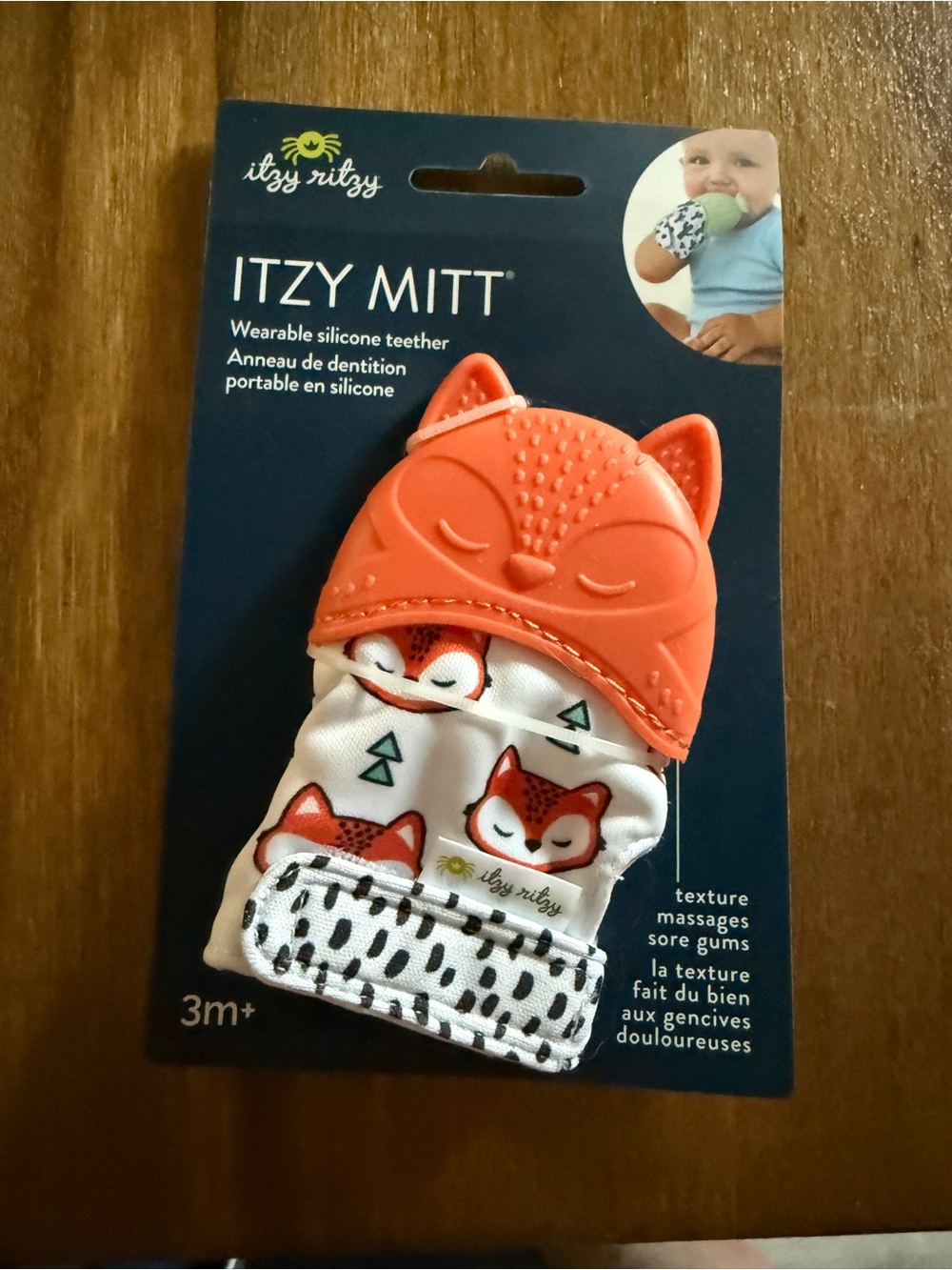 Itzy Ritzy Coral Fox Silicone Itzy Mitt Teether